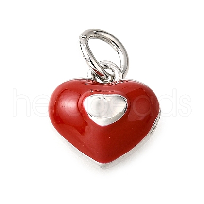 Brass FireBrick Enamel Charms KK-D356-14P-1
