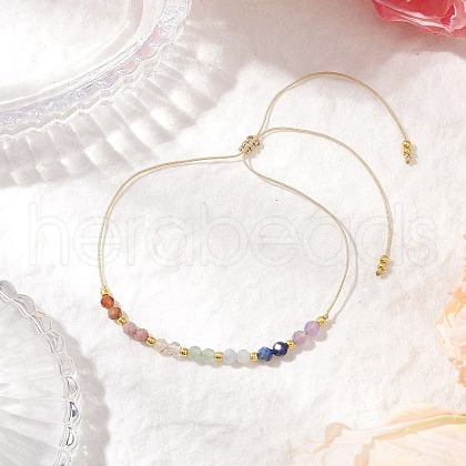Chakra Theme Adjustable Natural Mixed Gemstone Braided Bead Bracelets for Women BJEW-JB11618-03-1