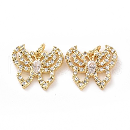 Brass Cubic Zirconia Pendants ZIRC-I062-26G-1