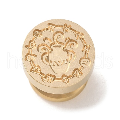 Golden Plated Round Shaped Wax Seal Brass Stamp Head STAM-K002-01G-01-1