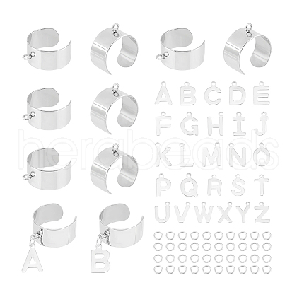 Unicraftale DIY Alphabet Charm Cuff Ring Making Kit DIY-UN0005-66-1
