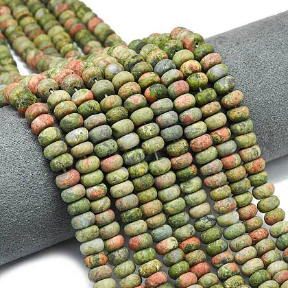 Natural Unakite Beads Strands G-P575-A12-8x5mm-01-1