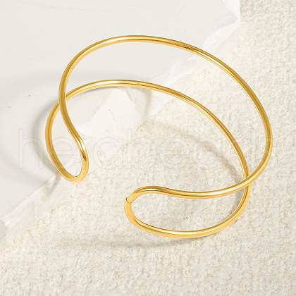 304 Stainless Steel Double Layer Cuff Bangles for Women KC9358-2-1