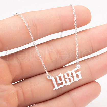 1986 Birth Year Number 201 Stainless Steel Pendant Cable Chain Necklaces FS-WGB5F08-01-1