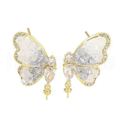 Brass with Enamel with Cubic Zirconia with Crystal Stud Earring with 925 Sterling Silver Pins KK-Q820-07G-1