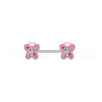 316L Surgical Stainless Steel Rose Rhinestone Nipple Rings WG189E0-02-1