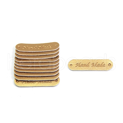 Oval with Word Handmade Imitation Leather Label Tags PW-WGDF507-04-1