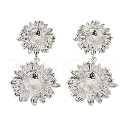 Rack Plating Flower Brass Stud Earrings EJEW-H016-16P-1