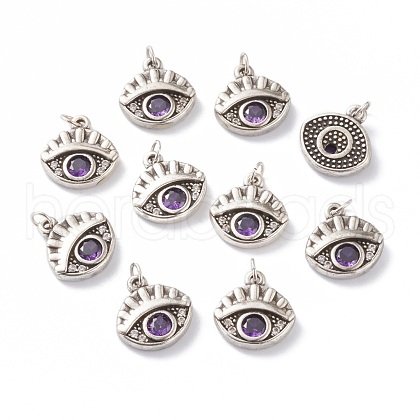 Brass Micro Pave Purple Cubic Zirconia Charms ZIRC-A016-08AS-1