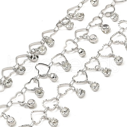 Rack Plating Brass Heart Link Chains CHC-A007-14P-1