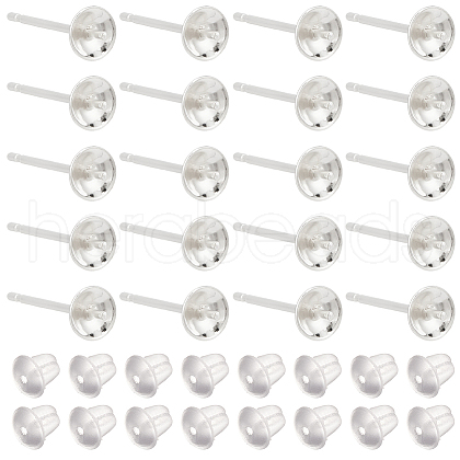 GOMAKERER 20Pairs 925 Sterling Silver Stud Earring Findings STER-GO0001-46-1