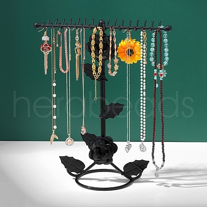 Rose Flower Iron Jewelry Display Rack PW-WG60758-01-1