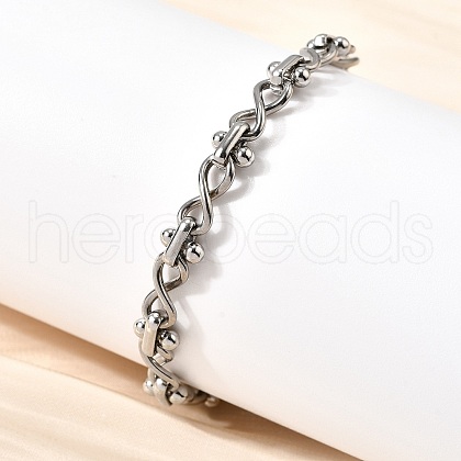 304 Stainless Steel Infinity Link Chain Bracelets for Women BJEW-K226-14B-P-1