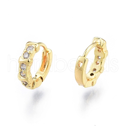 Clear Cubic Zirconia Rectangle Hoop Earrings EJEW-C048-05G-1