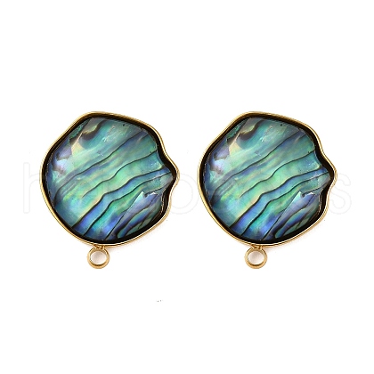 304 Stainless Steel Pave Natural Paua Shell Stud Earring Findings STAS-Z125-03G-1