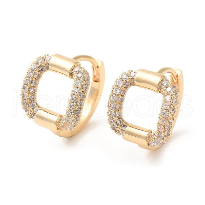 Square Cubic Zirconia Hoop Earrings EJEW-P292-09G-1