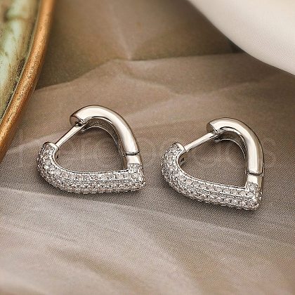 Brass Micro Pave Clear Cubic Zirconia Hoop Earrings for Women EJEW-A110-05P-1