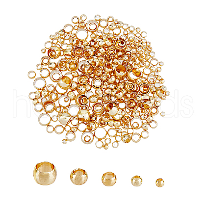 SUPERFINDINGS 400Pcs 5 Style Brass Beads KK-FH0005-36G-1
