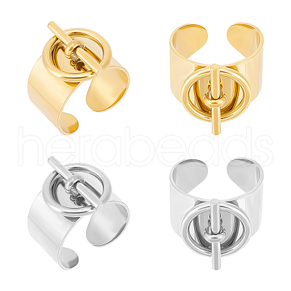 Unicraftale 4Pcs 2 Colors Stainless Steel Open Cuff Rings Set for Lovers RJEW-UN0002-94-1
