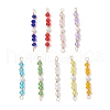 7Pcs 7 Styles Baking Paint Rondelle Glass & Shell Pearl Beaded Connector Charms PALLOY-JF03701-1