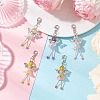 Glass & Acrylic Flower Angel Pendant Decorations HJEW-JM03329-04-1