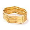 7Pcs PVD Vacuum Plating 304 Stainless Steel Wave Bangles Set for Women BJEW-A011-10B-G-1