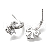 Brass with Cubic Zirconia Stud Earrings Finding KK-Q048-24P-2