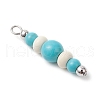 Dyed Synthetic Turquoise Round Rondelle Beaded Pendants PALLOY-JF03988-02-3