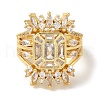 Rack Plating Brass Micro Pave Clear Cubic Zirconia Cuff Ring RJEW-P104-03G-2