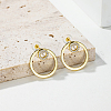 Brass Clear Cubic Zirconia Circle Stud Earrings VB4673-3