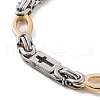 PVD Vacuum Plating 201 Stainless Steel Rectangle with Cross Link Chain Necklace & Bracelets Set SJEW-G083-19GP-2