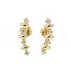 925 Sterling Silver Clear Cubic Zirconia Stud Earrings EJEW-Q032-01G-G-4