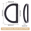   6Pcs 3 Colors D Shaped Plastic Imitation Wood Bag Handles Sets FIND-PH0010-55-2
