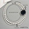Elegant Plastic Pearl Multi-Layered Beaded Black Flower PendantNecklaces for Women Party Wedding FP1505-5