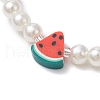 3Pcs Summer Fruit Theme ABS Plastic Imitation Round Pearl Beaded Stretch Bracelets for Women BJEW-JB11734-4