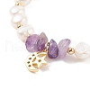 Natural Amethyst Chips & Pearl Beaded Bracelet BJEW-JB08236-02-5