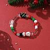 Christmas Tree & Snowman & Mushroom Stretch Bracelet BJEW-TA00257-2