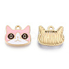 Light Gold Plated Alloy Kitten Pendants X-ENAM-T009-41B-1