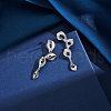 925 Sterling Silver Cubic Zirconia Leaf Stud Earrings EJEW-L294-011P-4