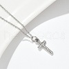 304 Stainless Steel Crystal Rhinestone Cross Pendant Necklaces NJEW-S442-08P-3