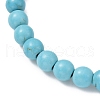 2Pcs 2 Color Tibetan Style Alloy Dolphin & Synthetic Turquoise Round Beaded Stretch Bracelets Set BJEW-JB09895-3