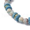 Natural Lava Rock & Synthetic Aqua Terra Jasper & Natural Aquamarine Beads Strethch Bracelets BJEW-JB11666-03-4