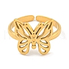 Ion Plating(IP) 304 Stainless Steel Butterfly Open Cuff Ring for Women RJEW-A043-21G-2
