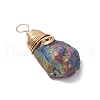 Electroplated Raw Natural Quartz Crystal Copper Wire Wrapped Pendants PALLOY-JF03426-01-4