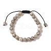 8mm Round Natural Maifanite Braided Bead Bracelets BJEW-C067-01B-06-2