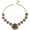 Flower Alloy Rhinestone Pendant Necklaces & Stud Earrings Sets FS-WG20CE0-01-2