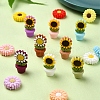 16Pcs 16 Styles Sunflower/Daisy Flowerpot Food Grade Eco-Friendly Silicone Beads SIL-YW0001-37-3
