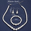 Round ABS Plastic Imitation Pearl Beaded Necklaces & Dangle Earring & Bracelets Sets FS-WG32AE8-01-2