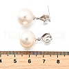 925 Sterling Silver Clear Cubic Zirconia Heart with Round Dangle Stud Earrings EJEW-L300-05P-5