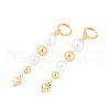 Brass ABS Plastic Pearl Tassel Hoop Earrings EJEW-U040-12G-4